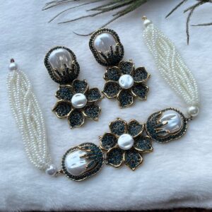 Blue Crystal Lotus Pearl Set